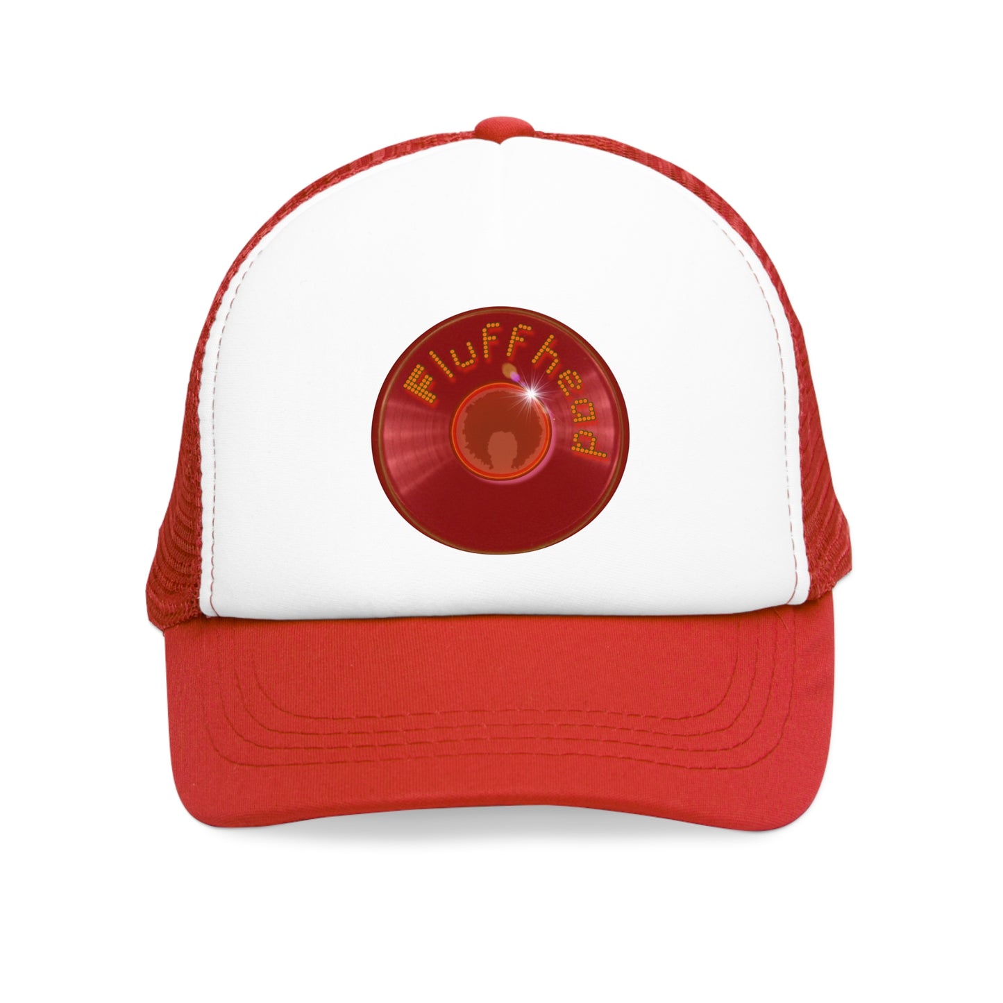 Lumpy Trucker Hat - "Hats for People w/Fluffy Heads" - red donut