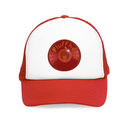 Lumpy Trucker Hat - "Hats for People w/Fluffy Heads" - red donut