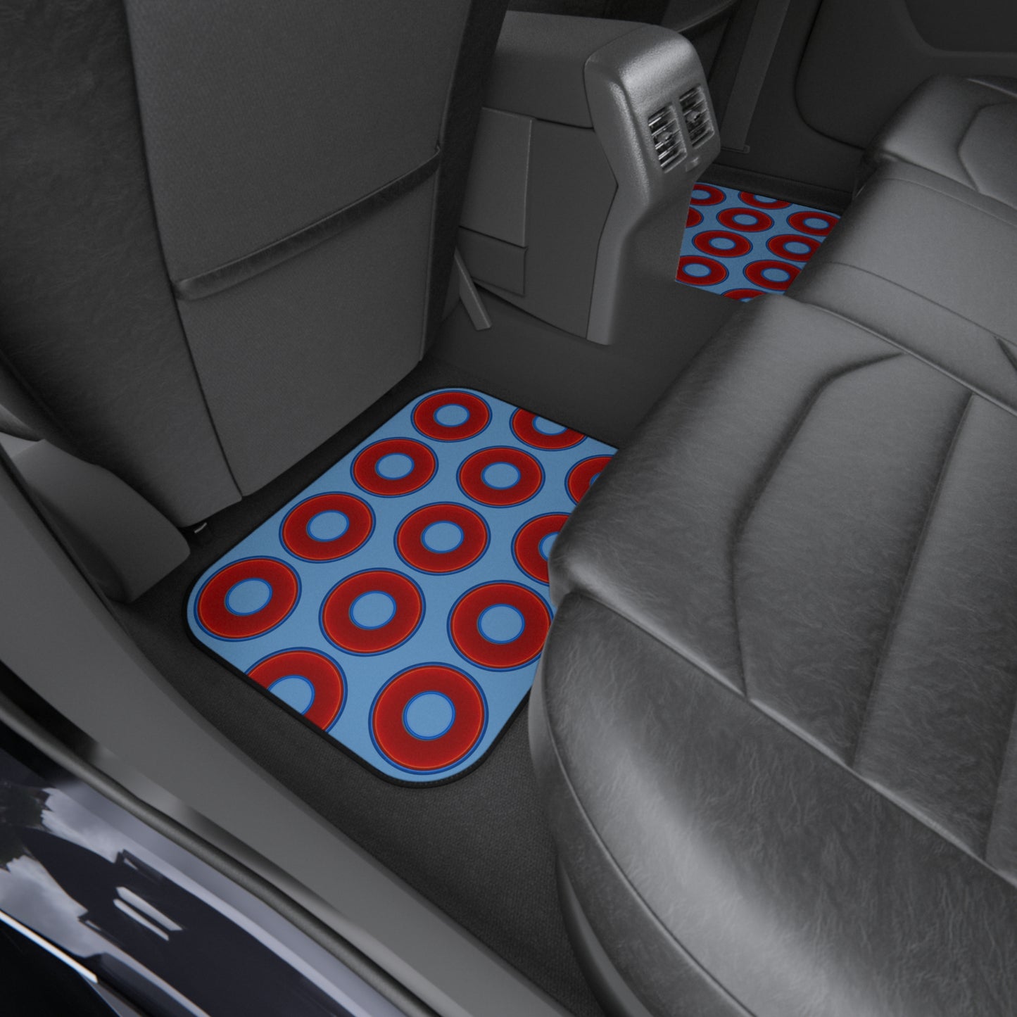 Contacted Car Mats - vivid donut print w/light blue background