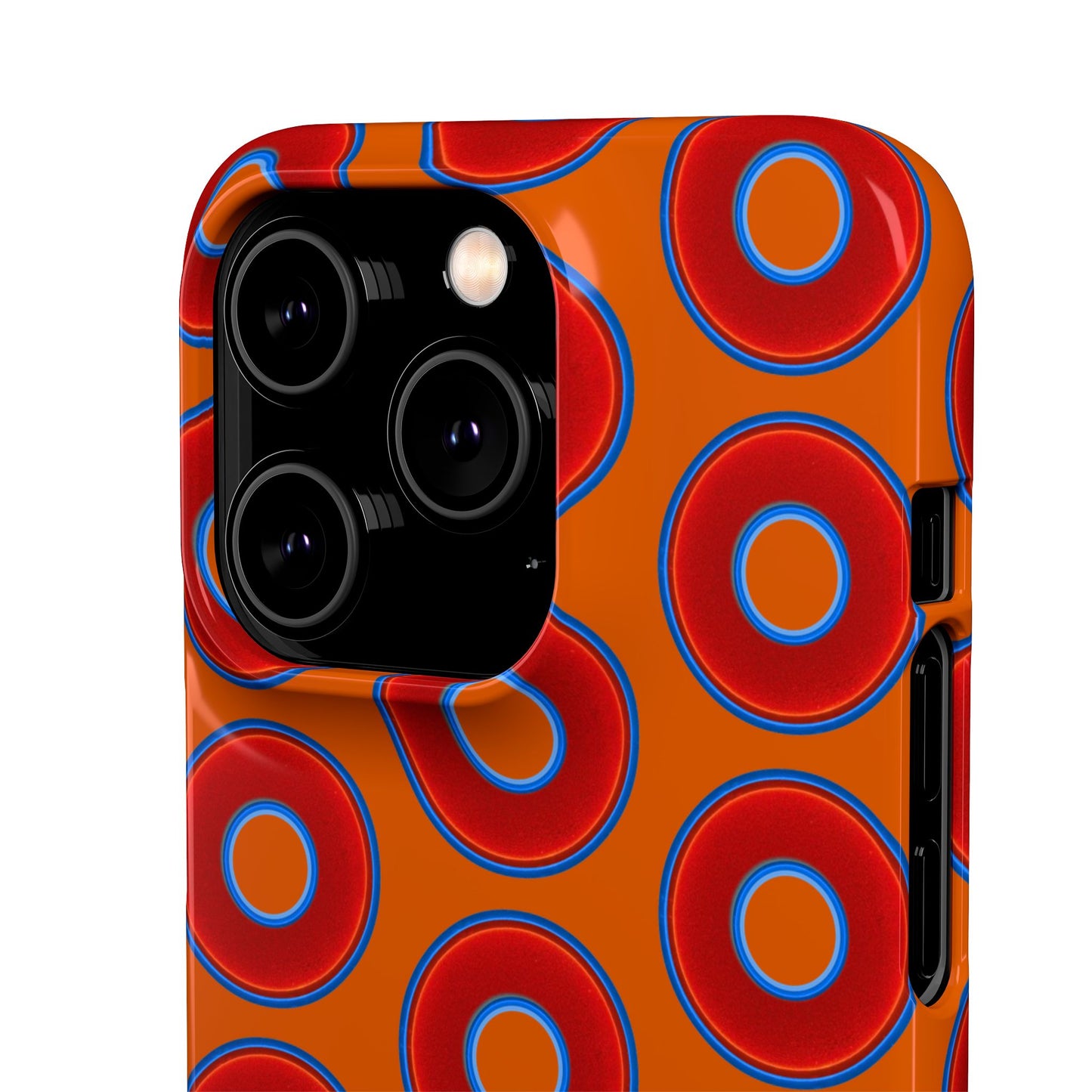 Lumpy Donut Snap Case - red vivid donut print w/dark orange background