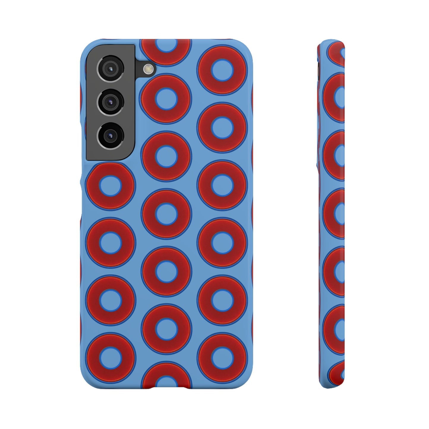 Lumpy Donut Snap Case - red vivid donut print w/light blue background