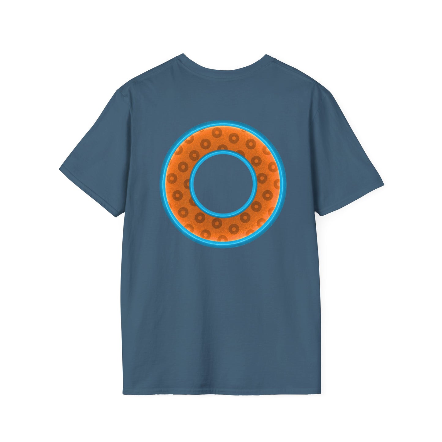 Plain Donuts/Unisex Soft-Style - "Plain Wide Mouthed Paradoxical Donuts" - orange/aquamarine blue donuts