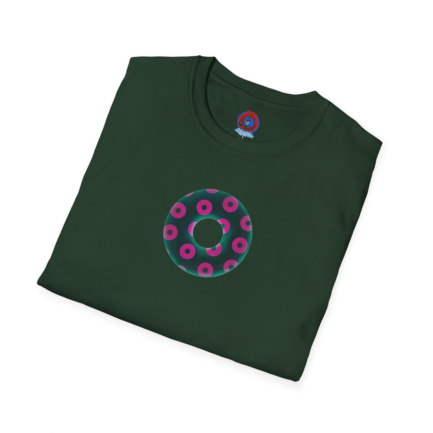 Plain Donuts/Unisex Soft-Style - "Plain Blimpy Paradoxical Donuts" - dark green/magenta donuts