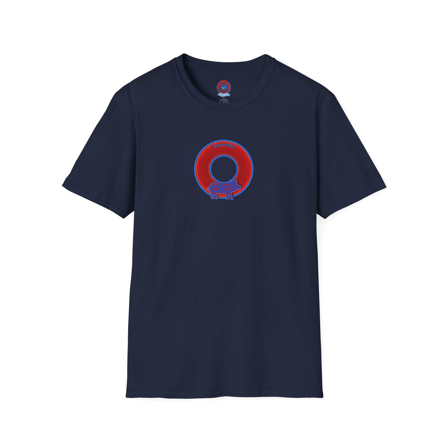 Classic Donut Tee - Unisex Soft-Style - "Guyute's Ugly Donut" - vivid red/blue donut - variant 1