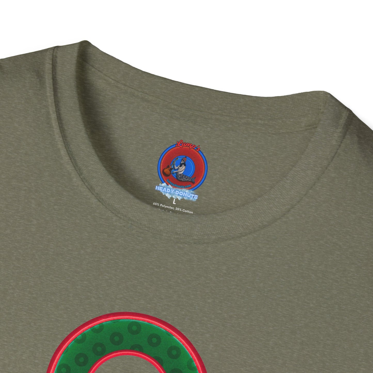 Plain Donuts/Unisex Soft-Style - "Plain Wide Mouthed Paradoxical Donuts" - dark green/red donuts