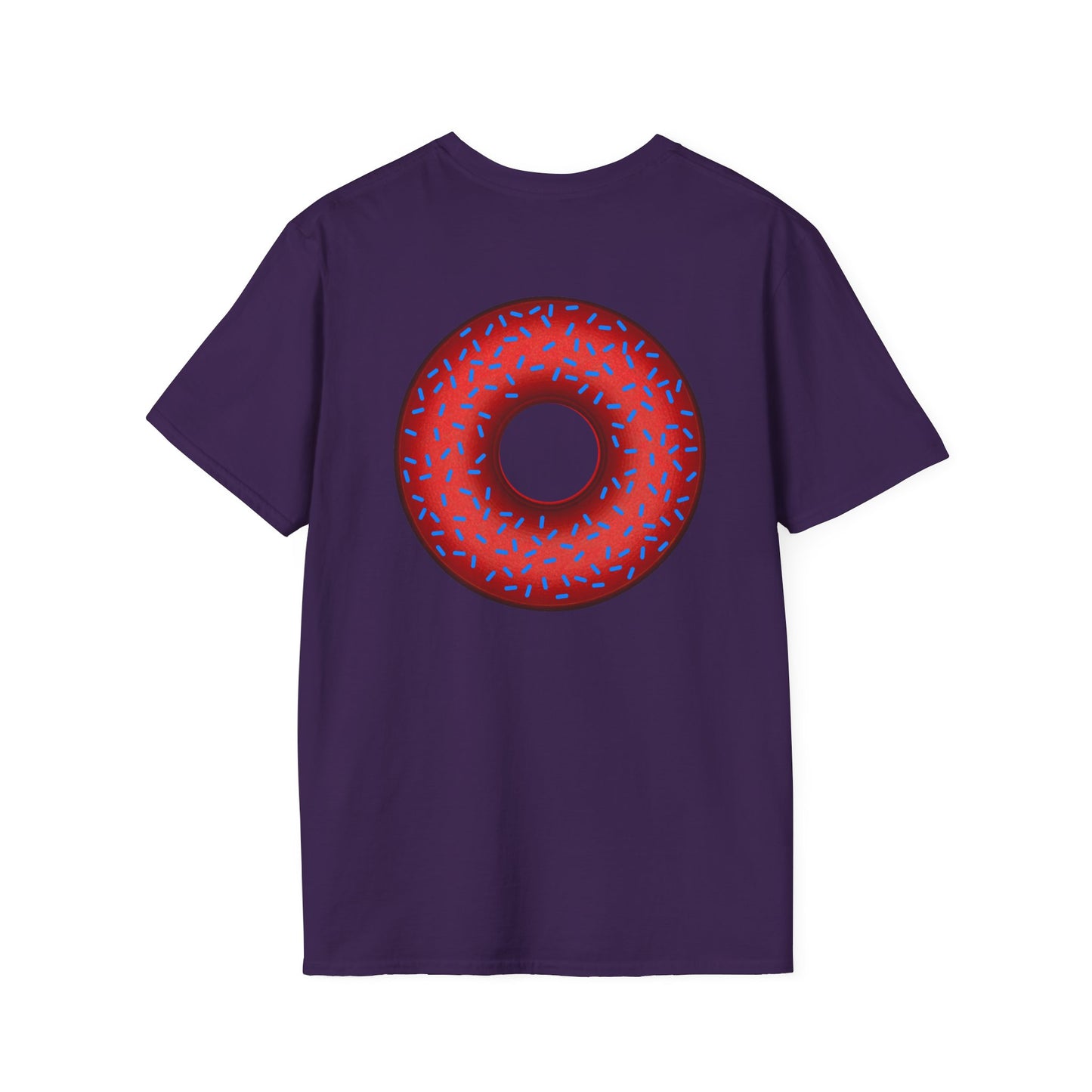 Classic Donut Tee - Unisex Soft-Style - "Plain Plump Donut w/" - plump red donut w/blue sprinkles