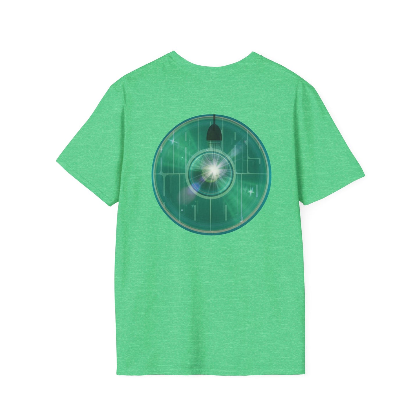 Classic Donut Tee - Unisex Soft-Style - "Harry's Hoodlum Donut" - series 1.0  - variant 4 - lights on/green donut(s)