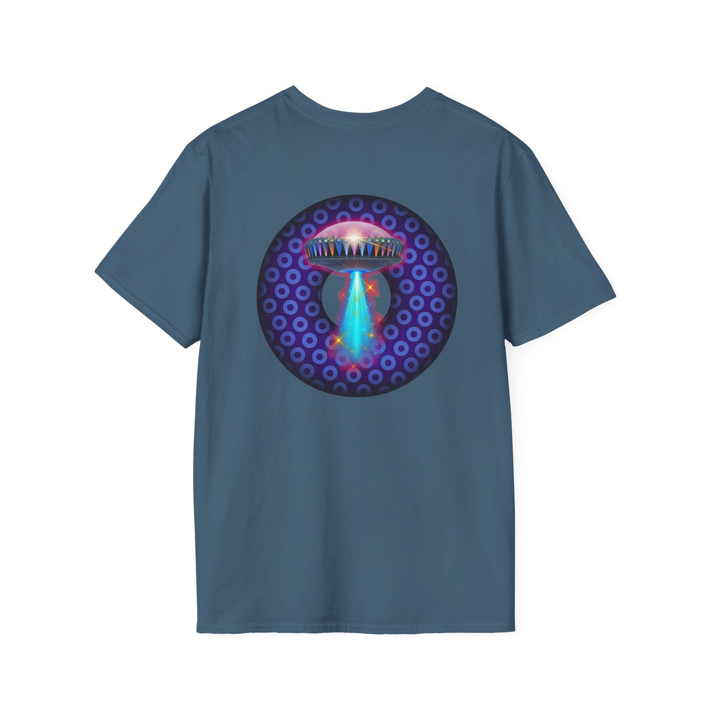 Classic Donut Tee - Unisex Soft-Style - "Donuts now Served on the Mothership" - series 1.0  - variant 5  - purple/violet paradoxical donut
