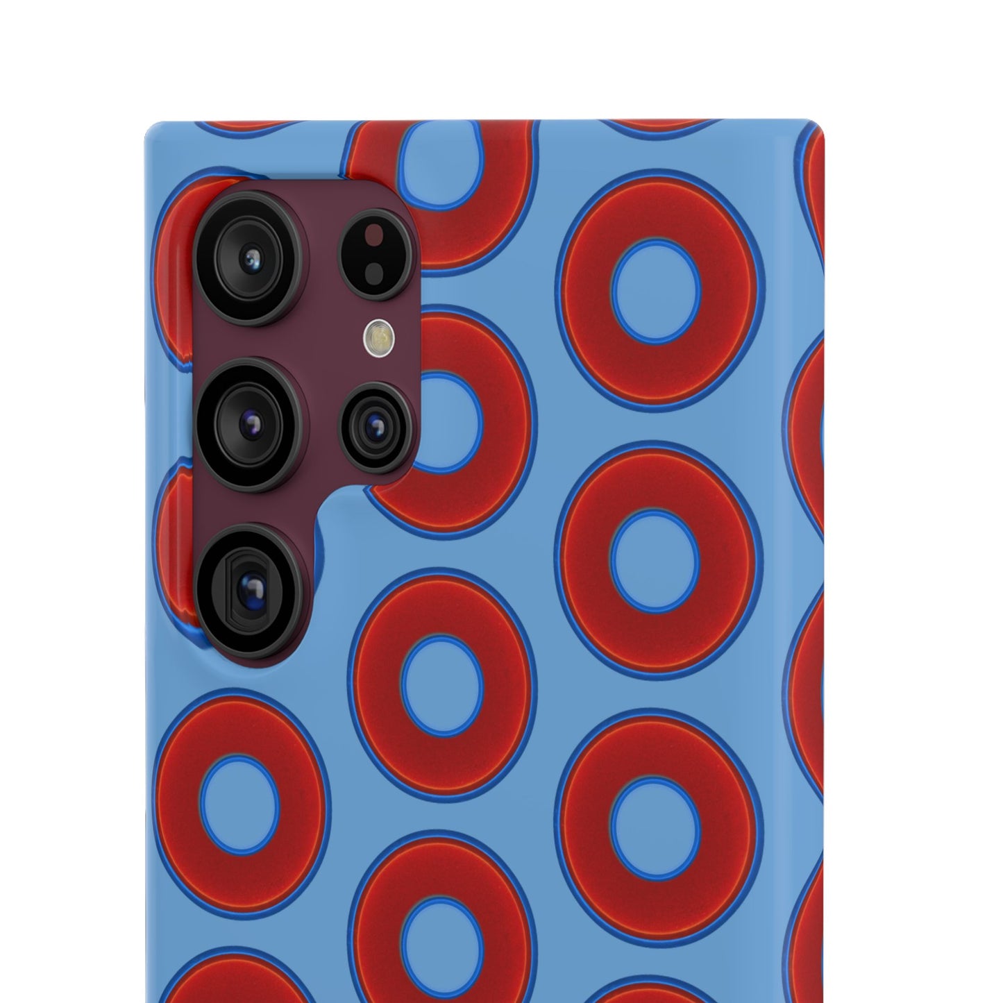 Lumpy Donut Snap Case - red vivid donut print w/light blue background