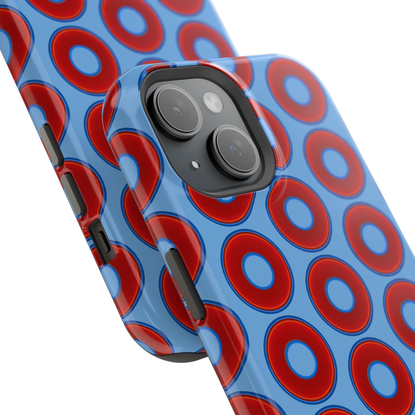 Magnetic Tough Donut Case - red vivid donut print w/light blue background