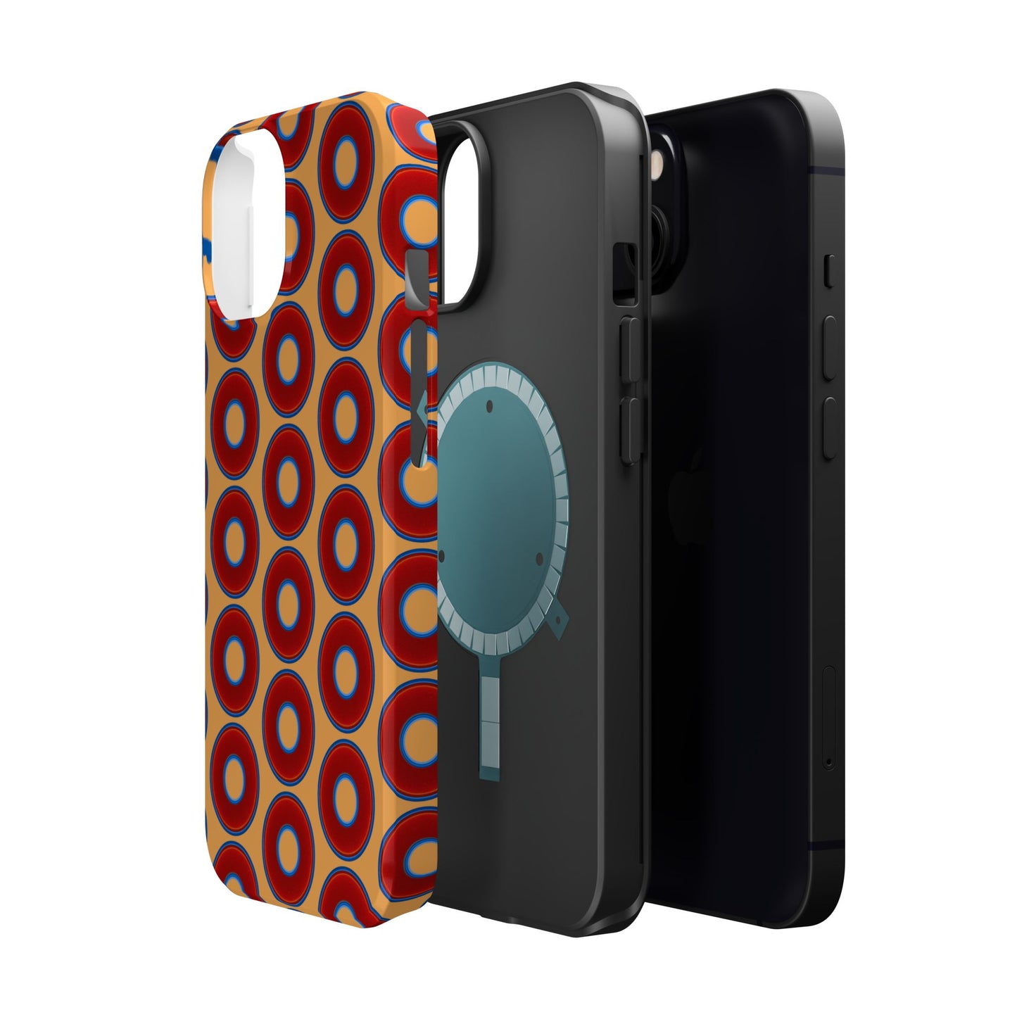 Magnetic Tough Donut Case - red vivid donut print w/creamsicle orange background