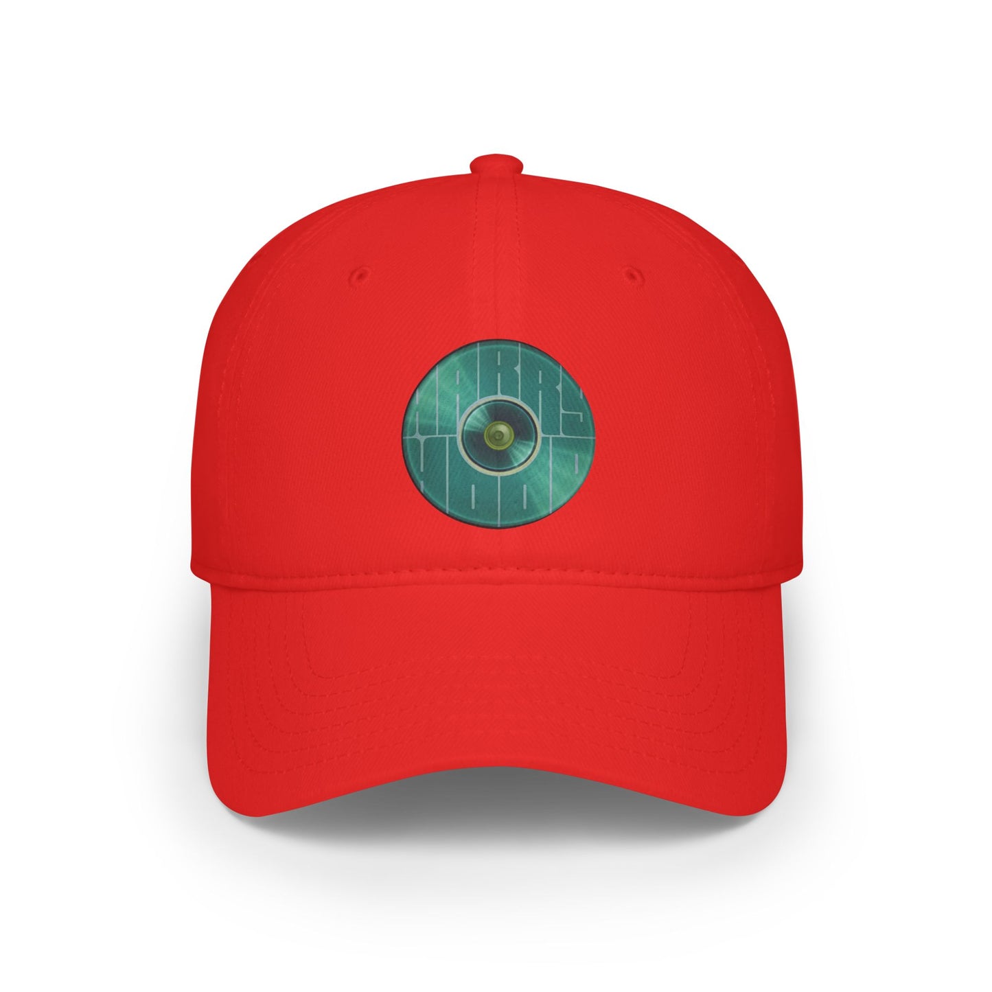 Lumpy Donut Baseball Cap - "Harry Hoodlum Donut Cap" - variant 2 - vivid green blue donut w/words