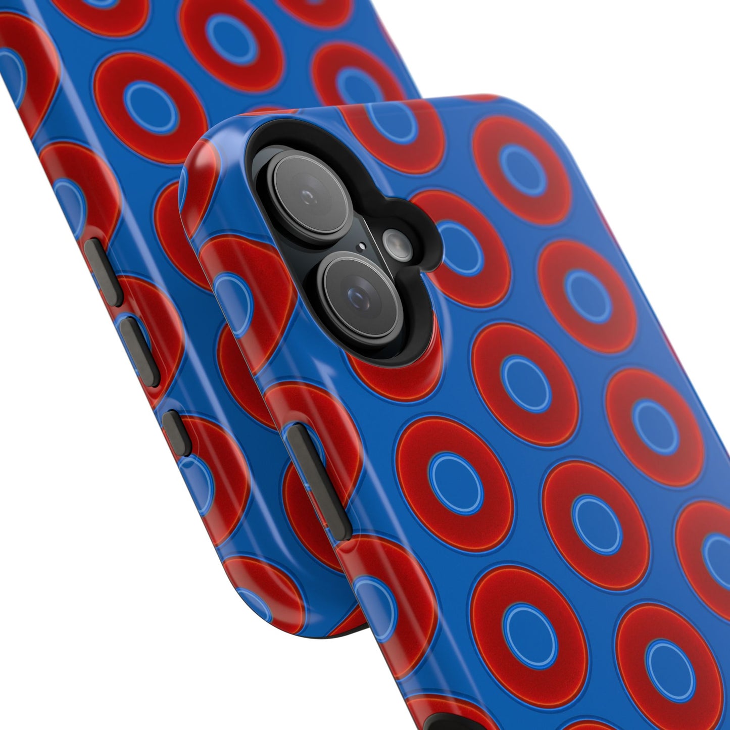 Magnetic Tough Donut Case - red vivid donut print w/dark royal blue background