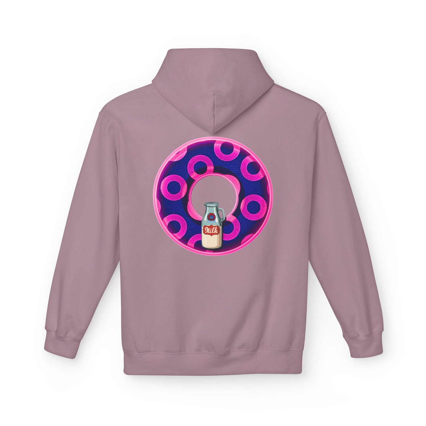 Fleece Harry Hoodies [Midweight Soft-style] - "Wooked Cream Dairy - YEMSG Donut" - blue/magenta rustic paradox donut - variant 5