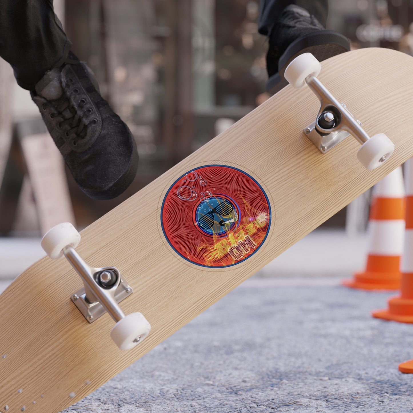 Donut Bumper/Outdoor Sticker - "Fire Blazed Donuts" - series 1.0 - red donut - [Die-Cut] 6"x 6"