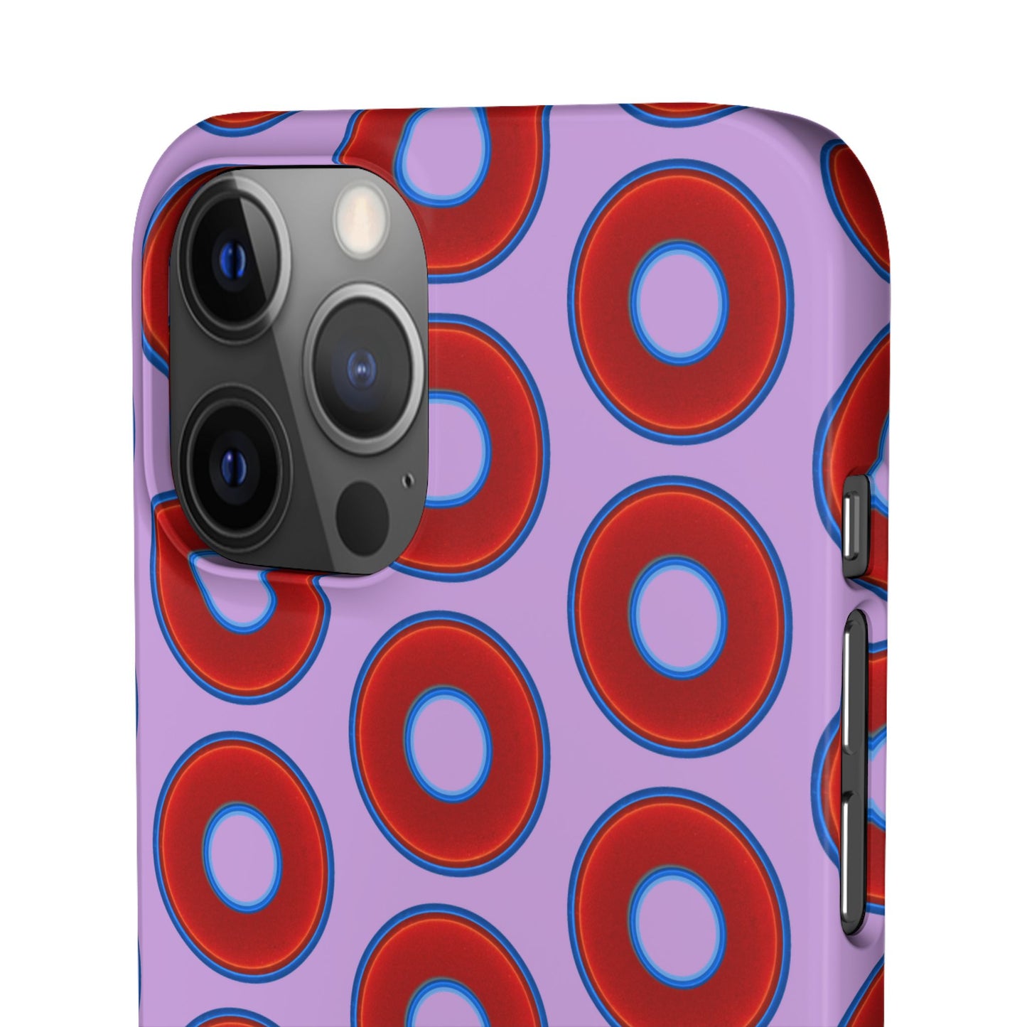 Lumpy Donut Snap Case - red vivid donut print w/wisteria purple background