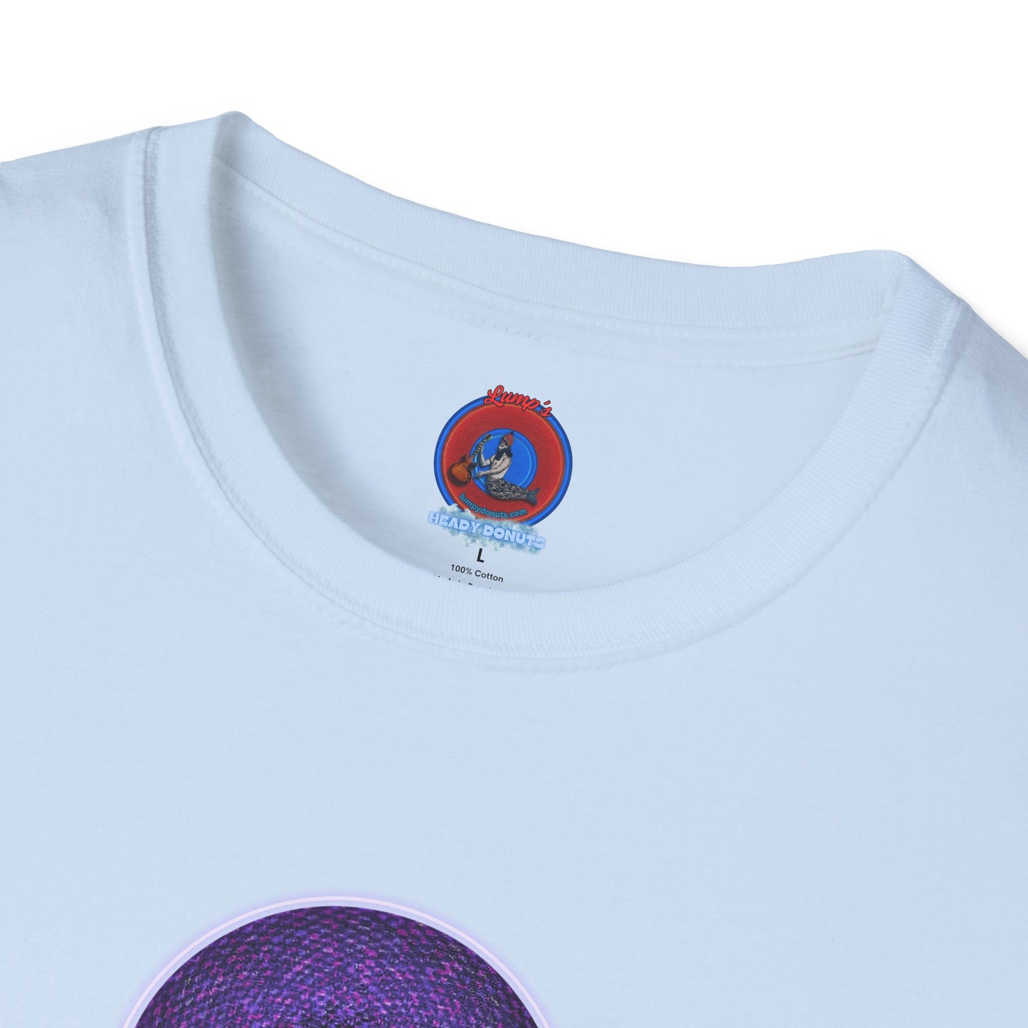 Classic Donut Tee - Unisex Soft-Style - "Plain Pixilated Donut' - purple/light purple pixilated afterglow donut