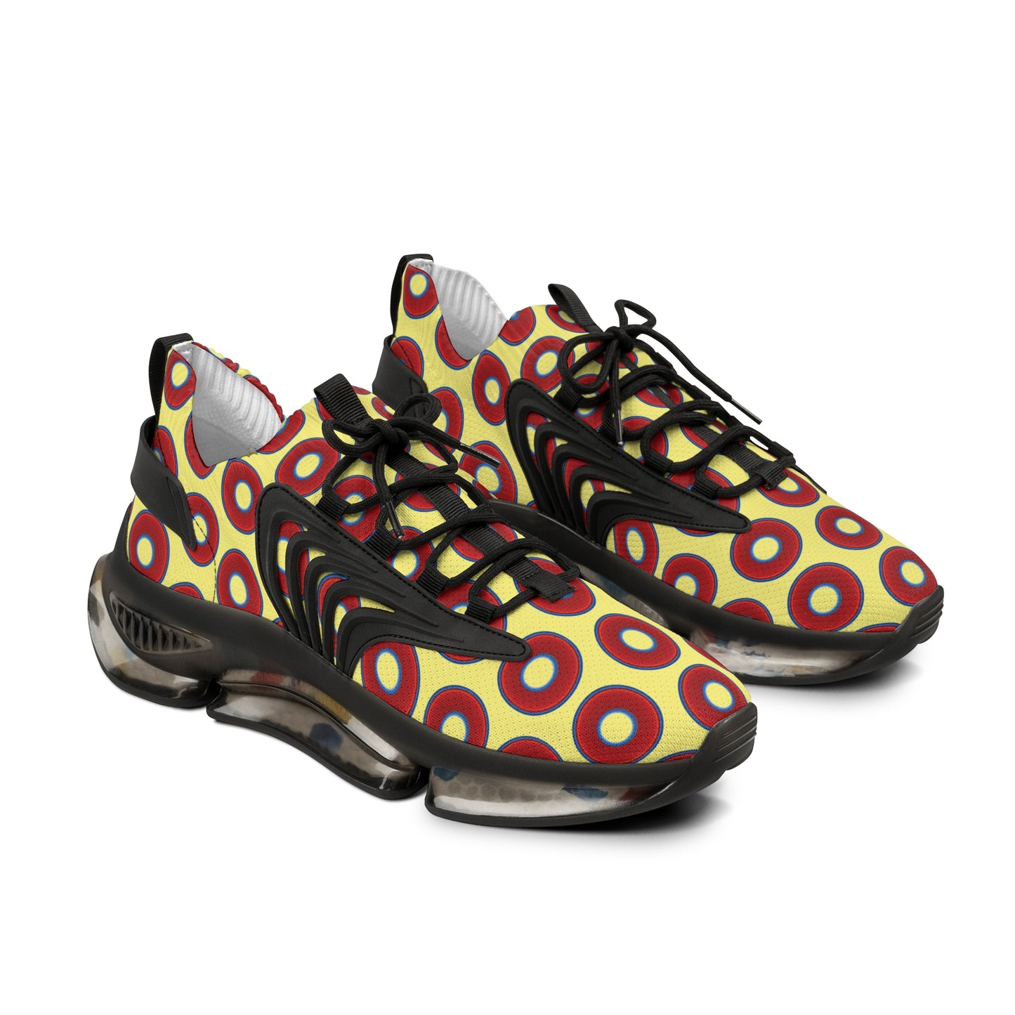Donut Kicks - red vivid donut print w/yellow background