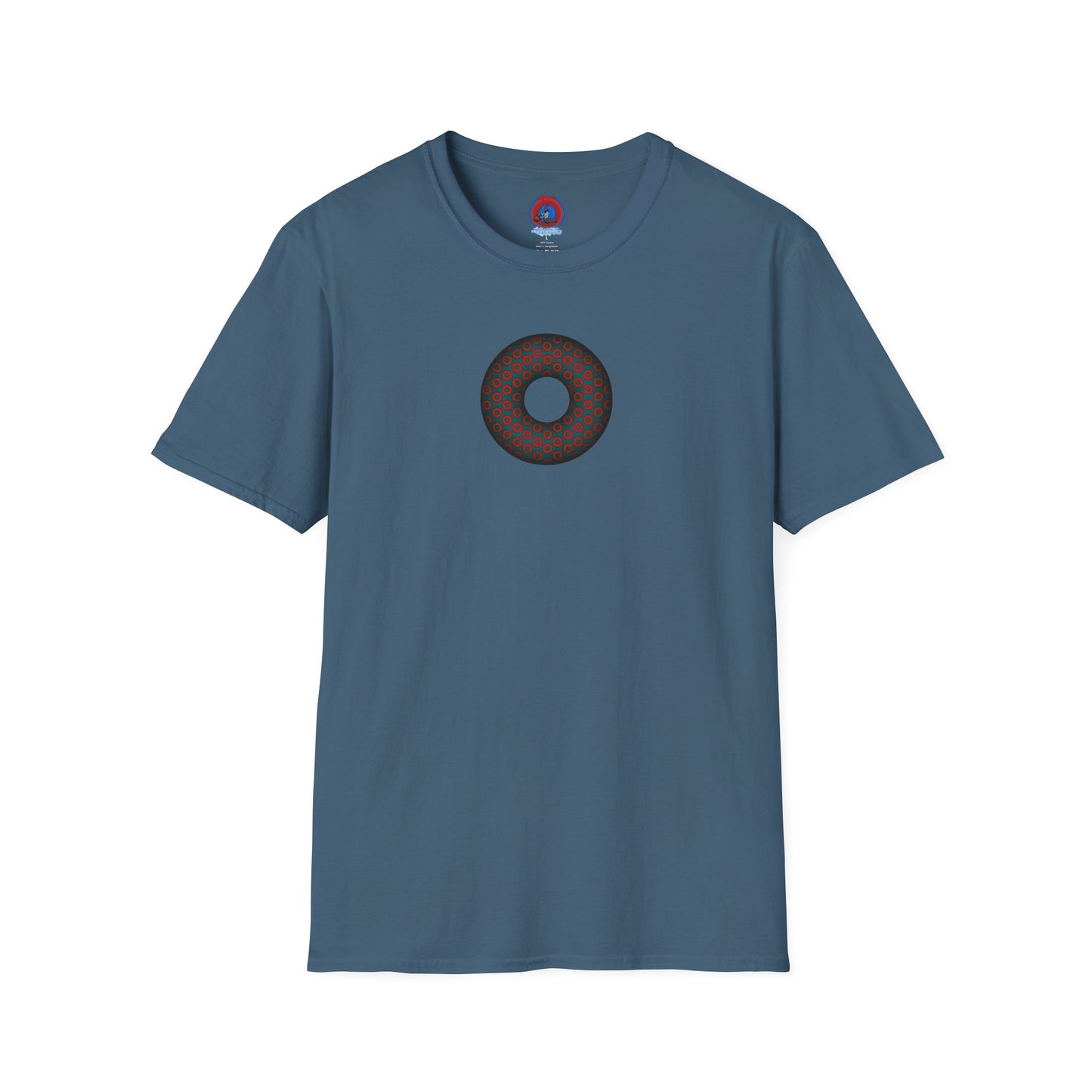 Plain Donuts/Unisex Soft-Style - "Plain Paradoxical Grided Donuts" - red/faded navy donuts