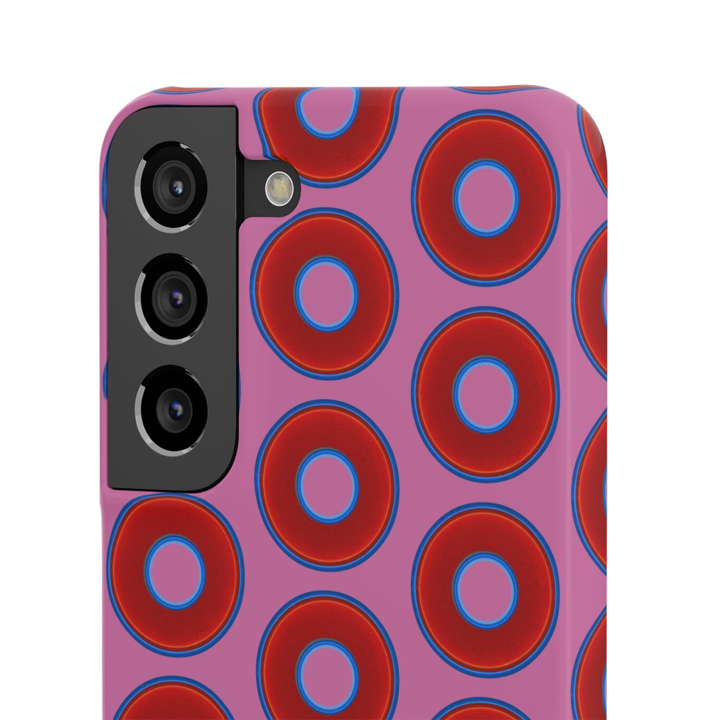 Lumpy Donut Snap Case - red vivid donut print w/light pink background