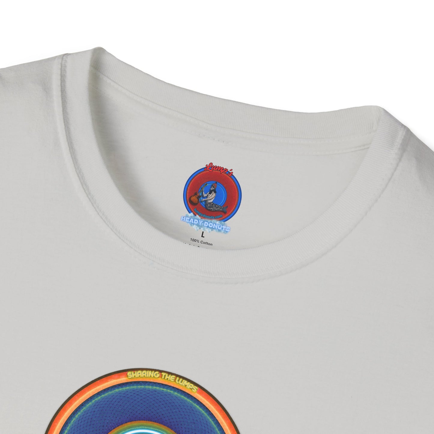 Classic Donut Tee - Unisex Soft-Style - "Lumpy Collective Donut" - blue/orange lumpy donut - variant 4