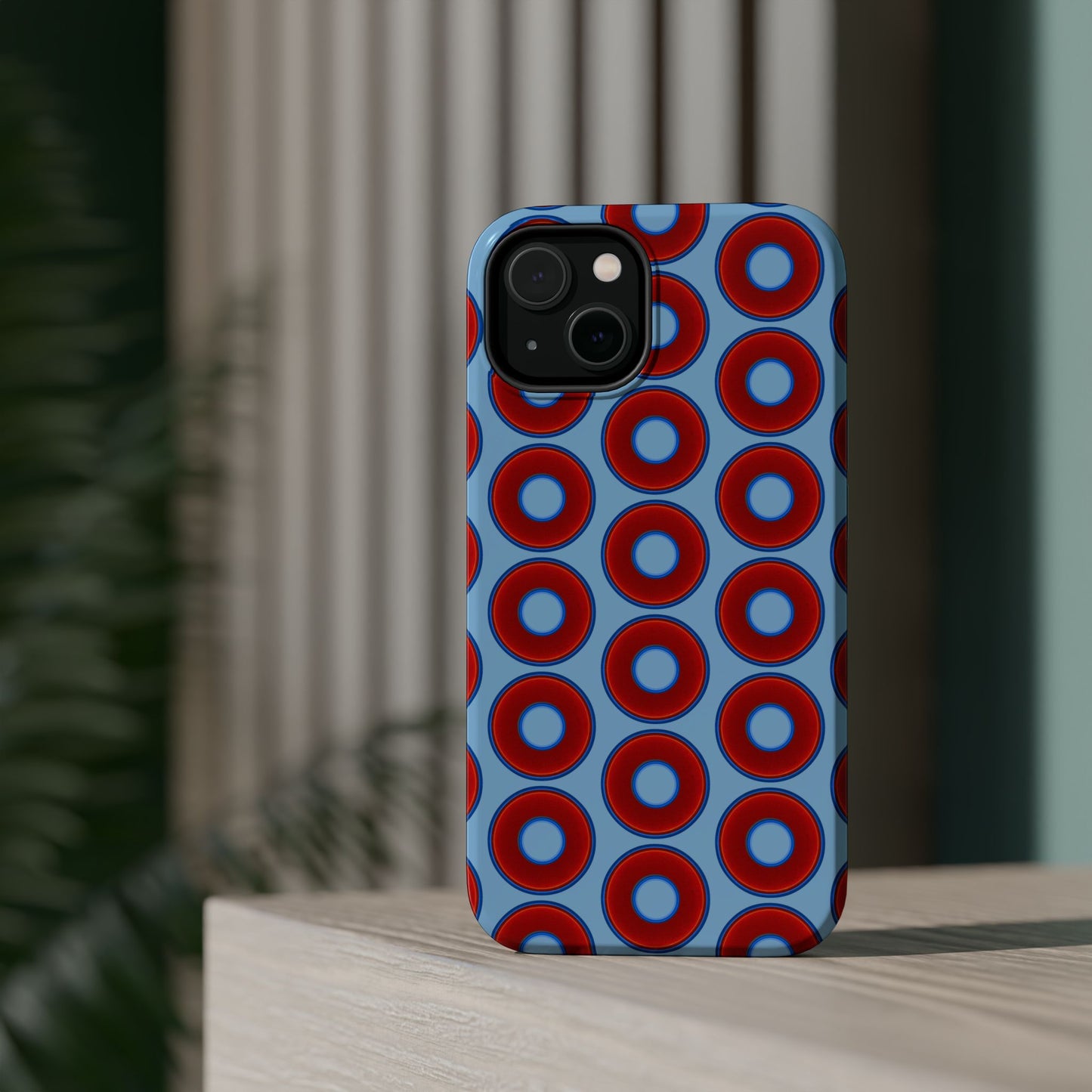 Magnetic Tough Donut Case - red vivid donut print w/sky blue background
