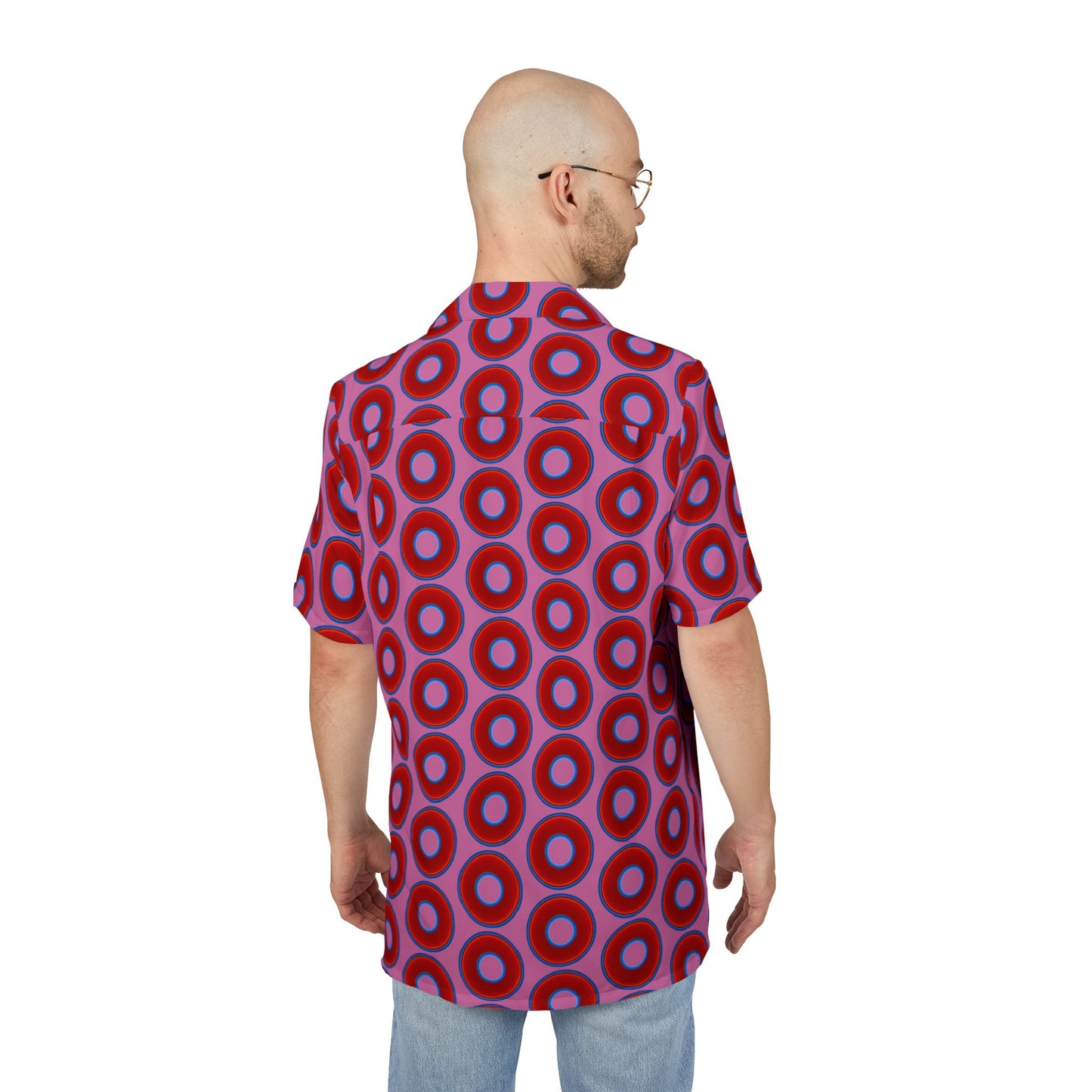 Wilson's 'Epic Hawaiian-Punch' Shirt - vivid red donut print w/pink background [unisex]