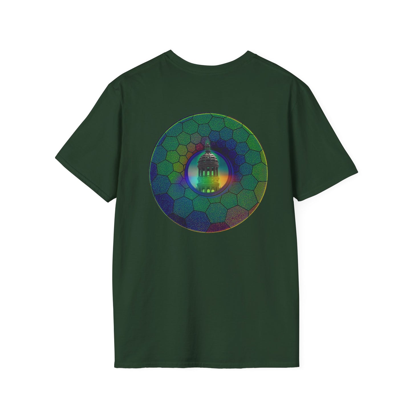 Classic Donut Tee - Unisex Soft-Style - "Save the Mondegreen City Hall Clock Tower" - hexadonut - series 1.0 -variant 1 - green donut