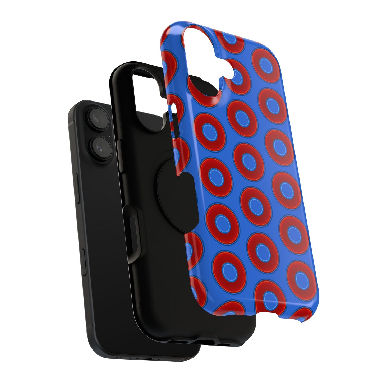 Impact-Resistant Lumpy Donut Case - red vivid donut print w/medium royal blue background