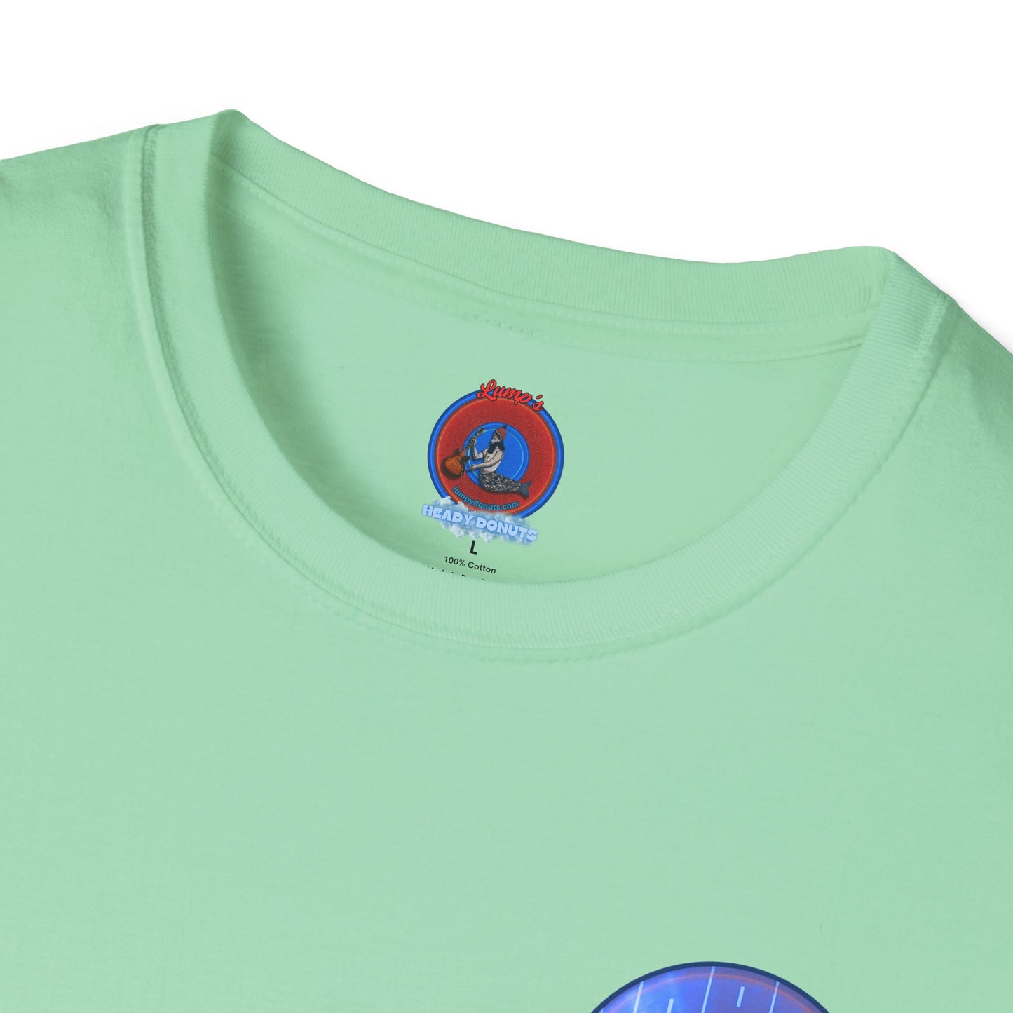 Classic Donut Tee - Unisex Soft-Style - "Harry Left His Shirt" - series 1.0  - variant 3 - purple/blue donut