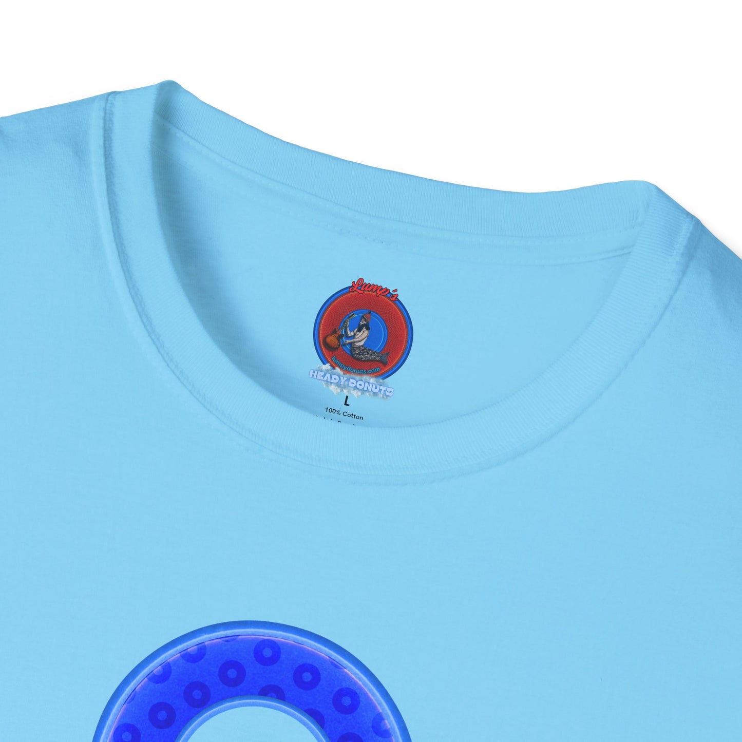 Plain Donuts/Unisex Soft-Style - "Plain Wide Mouthed Paradoxical Donuts" - bright blue/light blue blue donuts