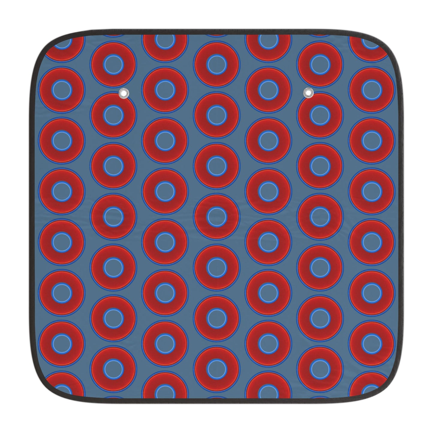 Automotive Donut Sun Shade - red vivid donuts w/steel blue background