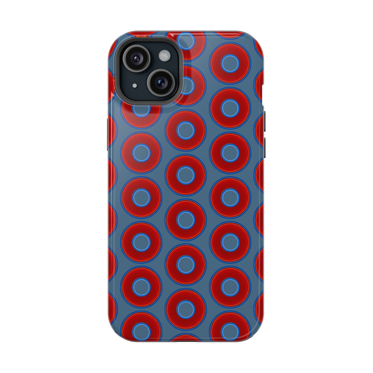 Magnetic Tough Donut Case - red vivid donut print w/steel blue background