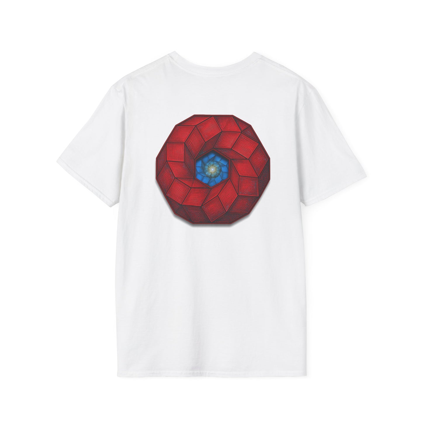 Classic Donut Tee - Unisex Soft-Style - "The 9th Donut" - rustic red/blue cubed donut - variant 1