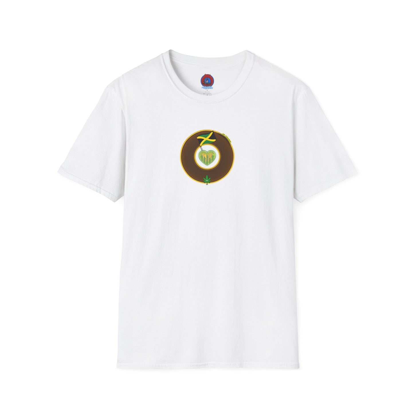Classic Donut Tee - Unisex Soft-Style - "Jah Volunteers Protect Jah Love... and donuts!" - vivid brown/gold donut