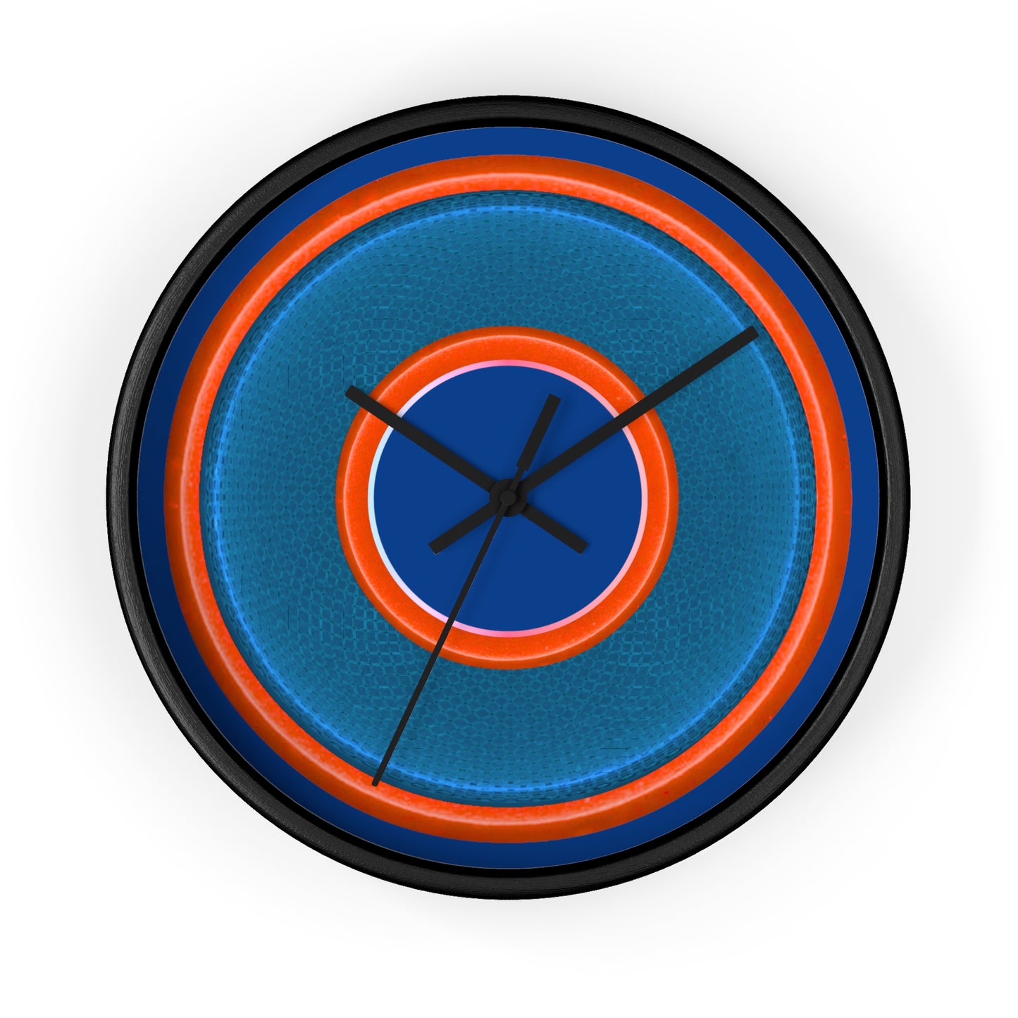 Copy of Lumpy Wall Clock - blue rustic donut w/light red/orange edging - variant 5 w/steel blue background