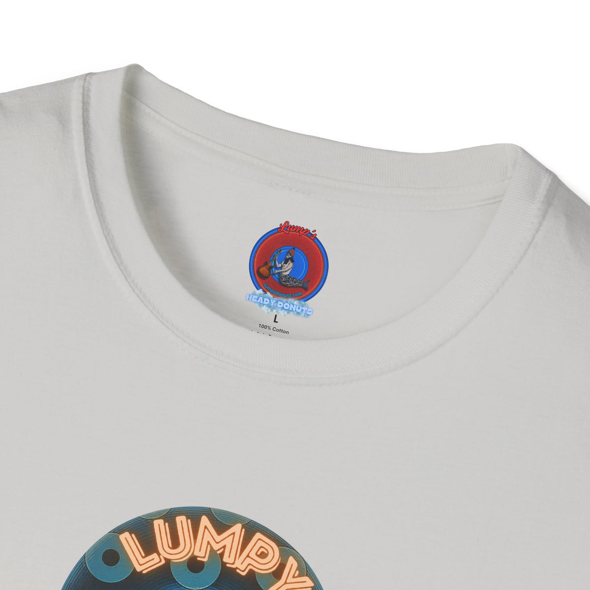 Coffee Traders Tee - Unisex Soft-Style - "Tasty Coffee" - paradoxical donut/cubed blue donut - variant 2 - logo front/It's Ice Cube's back