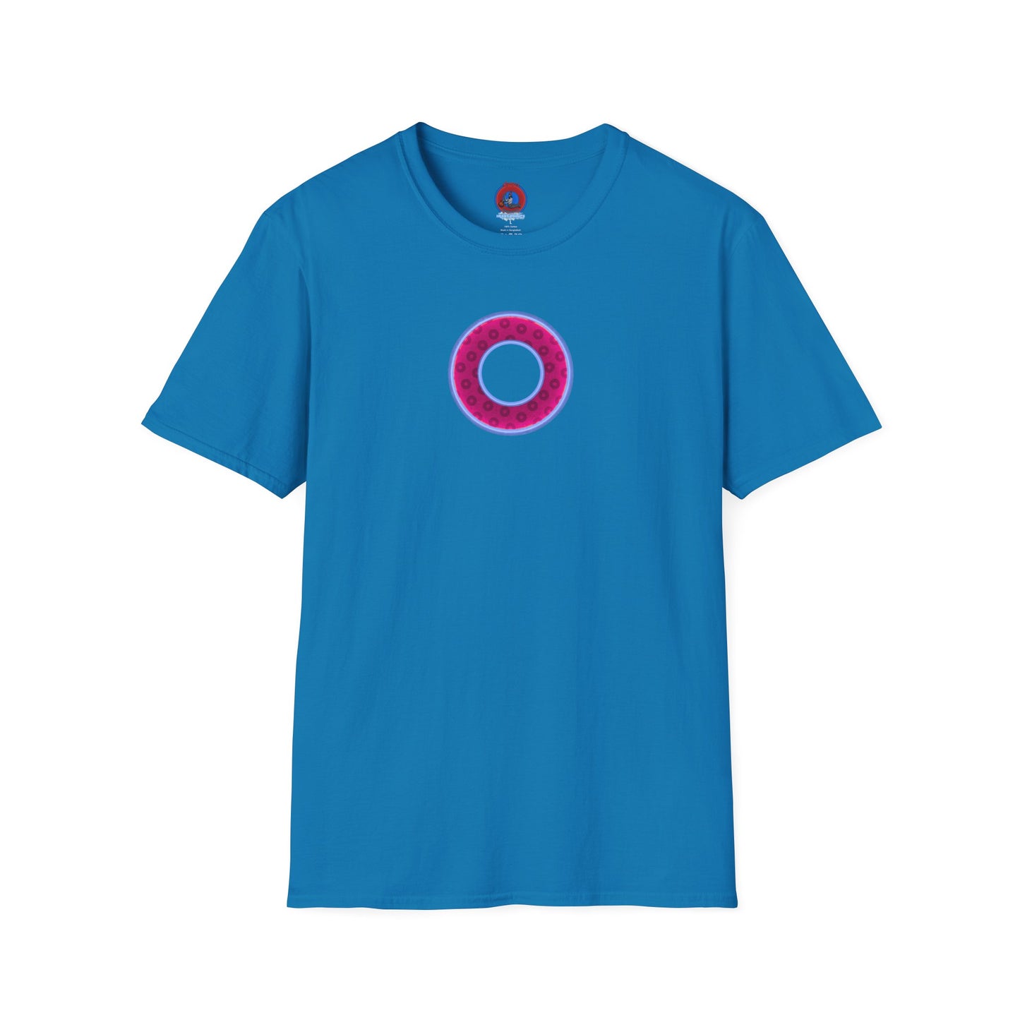 Plain Donuts/Unisex Soft-Style - "Plain Wide Mouthed Paradoxical Donuts" - dark magenta/light blue donuts