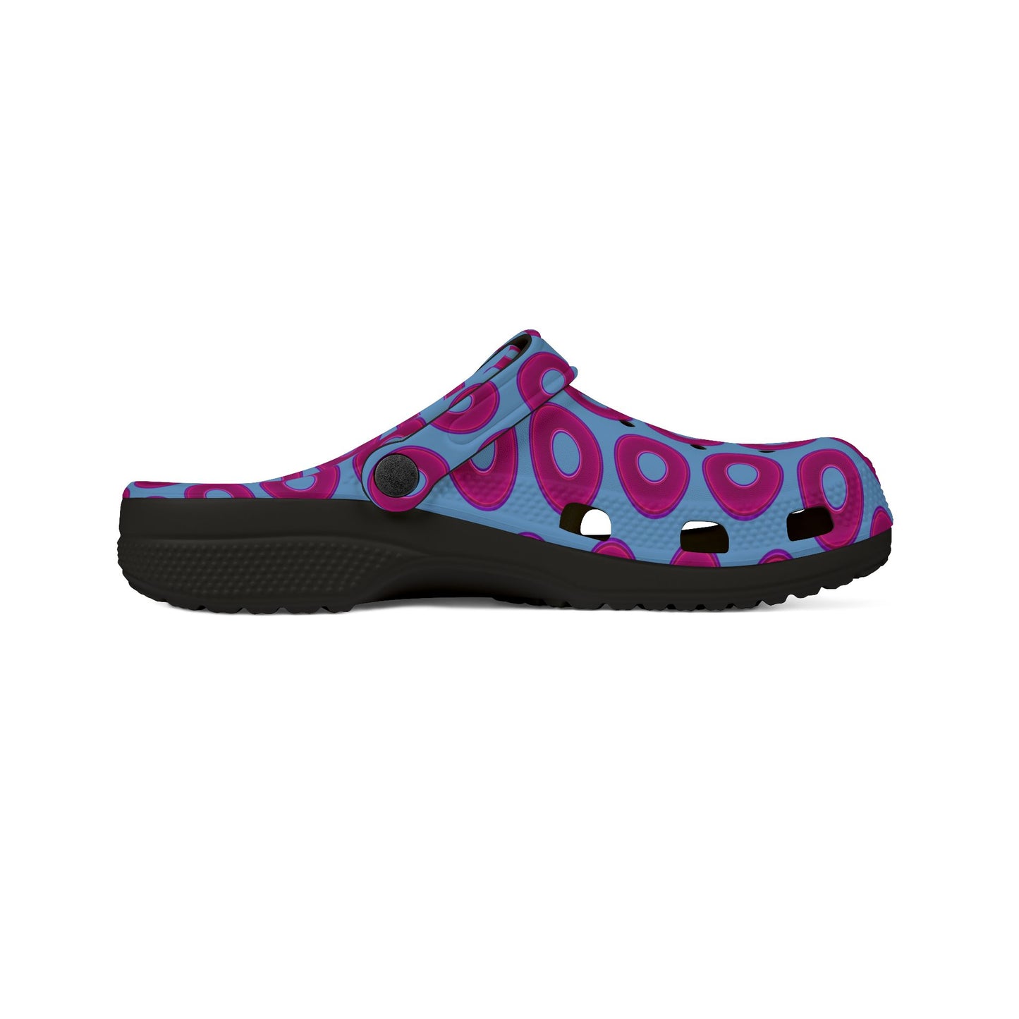 Spatchcocks - donut slip-on shoes - vivid magenta donuts w/light blue background [unisex]