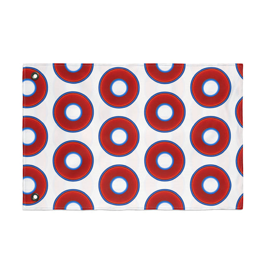 Lumpy Flagpole Sitters - Donut Flags [12" x 18"] - red vivid donut print w/white background