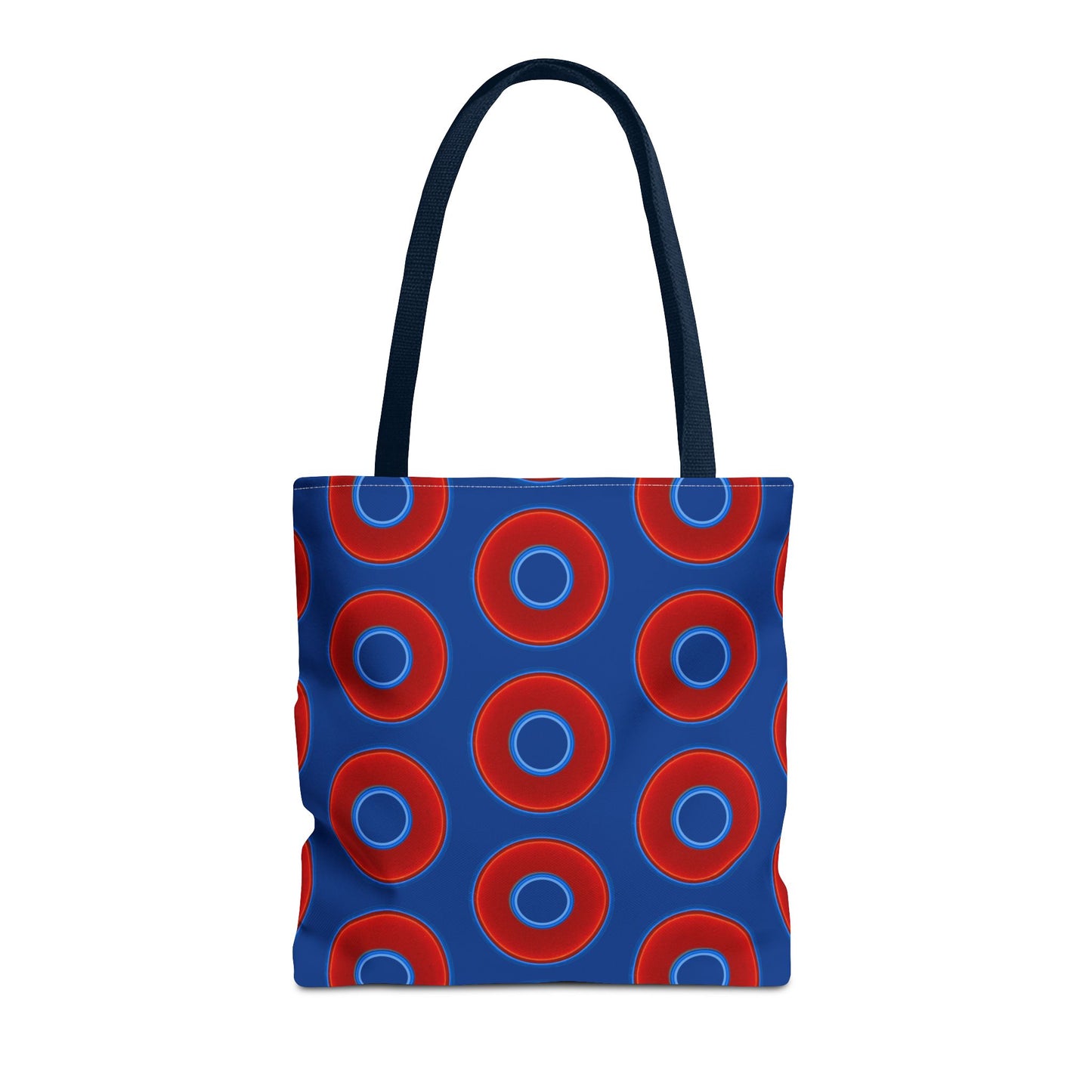 Lumpy Beach/Tote Bag - red vivid donuts w/dark blue background