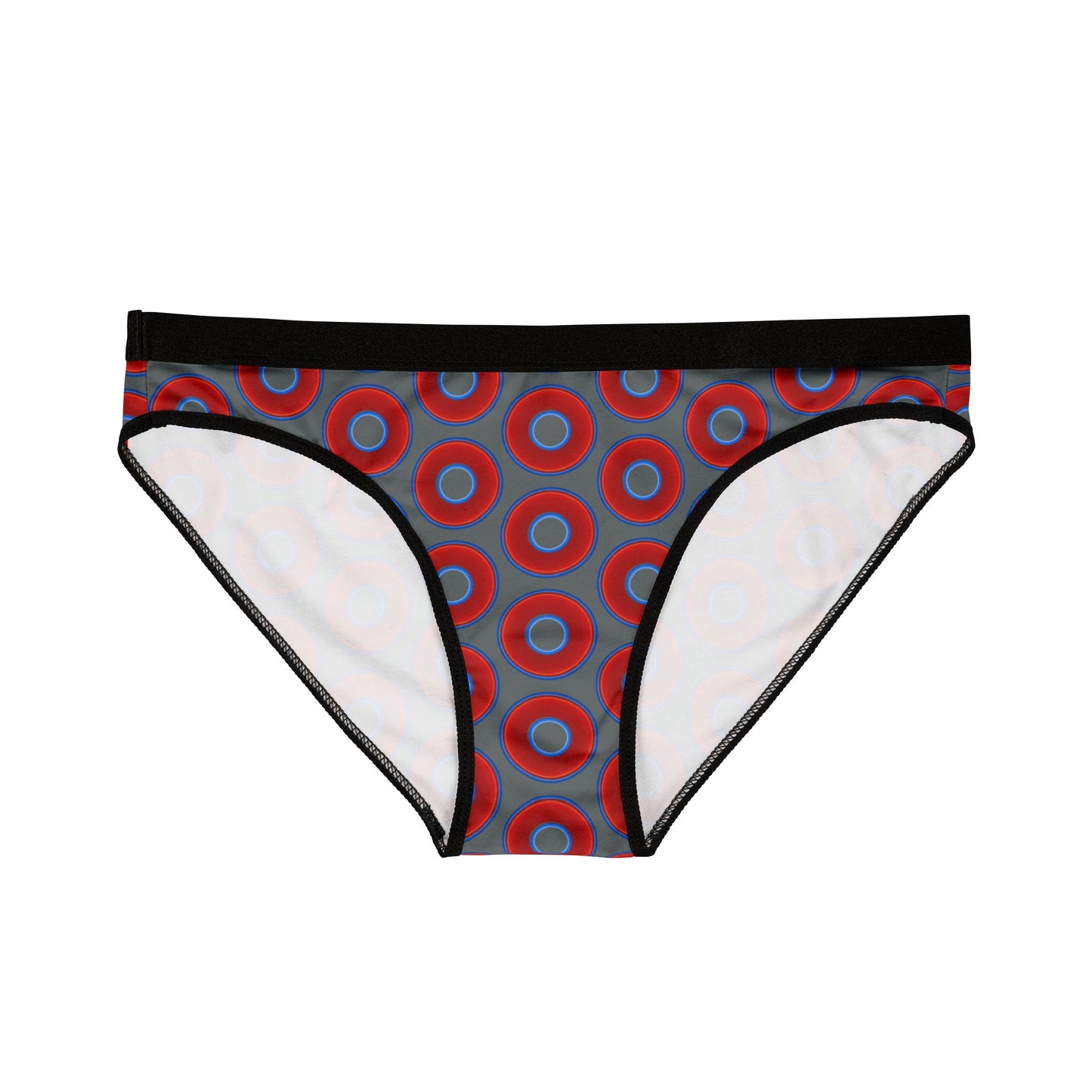 Lumpy Donut Underwear - vivid red donut print w/dark gray background