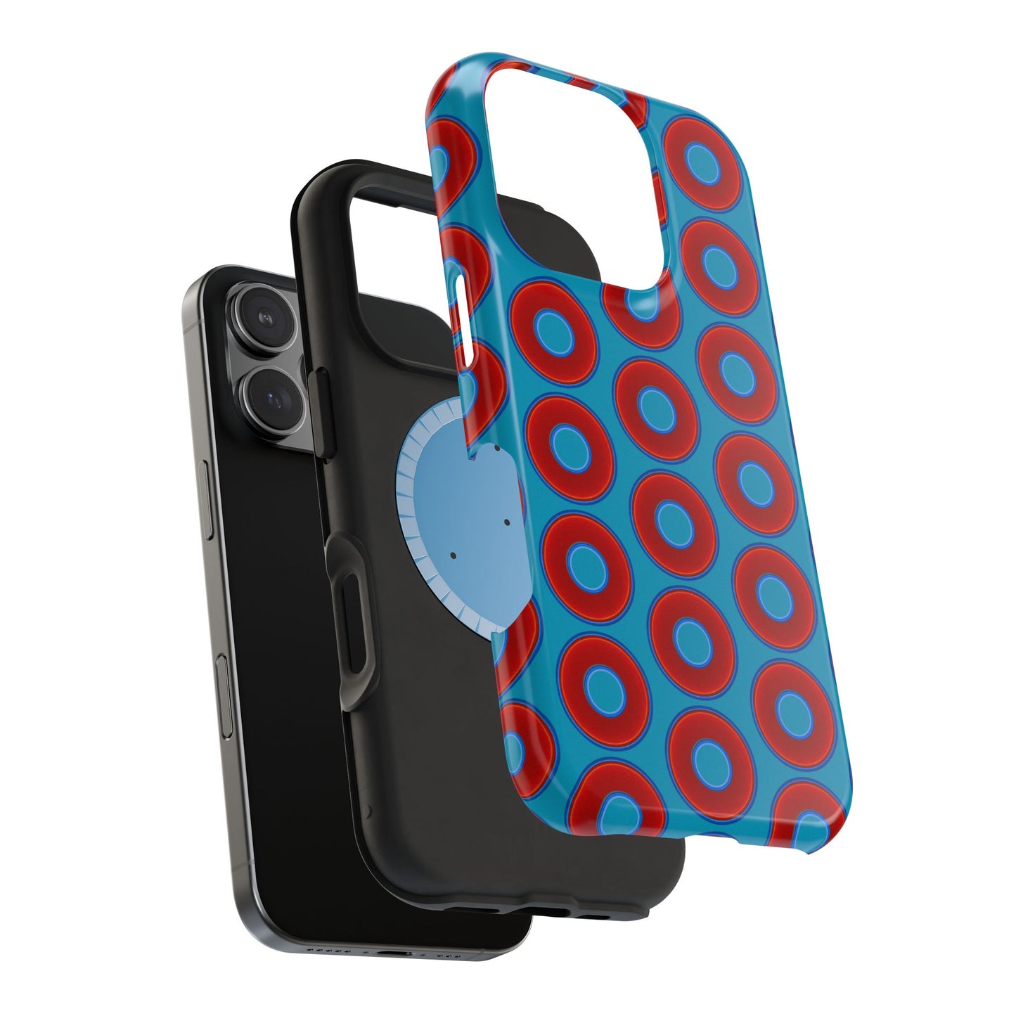 Magnetic Tough Donut Case - red vivid donut print w/aquamarine blue background