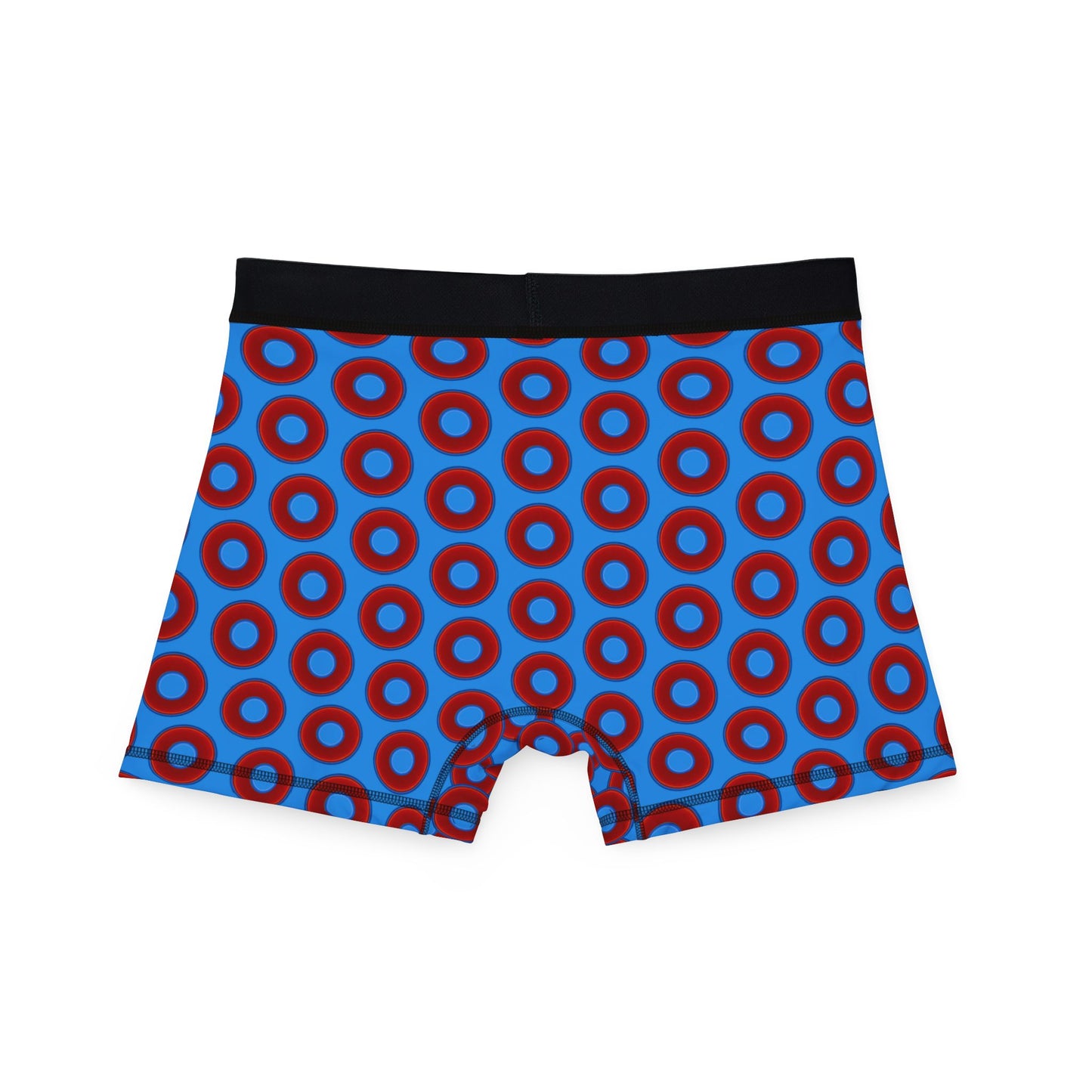 Men's Donut Boxers - red vivid donuts w/sky royal blue background