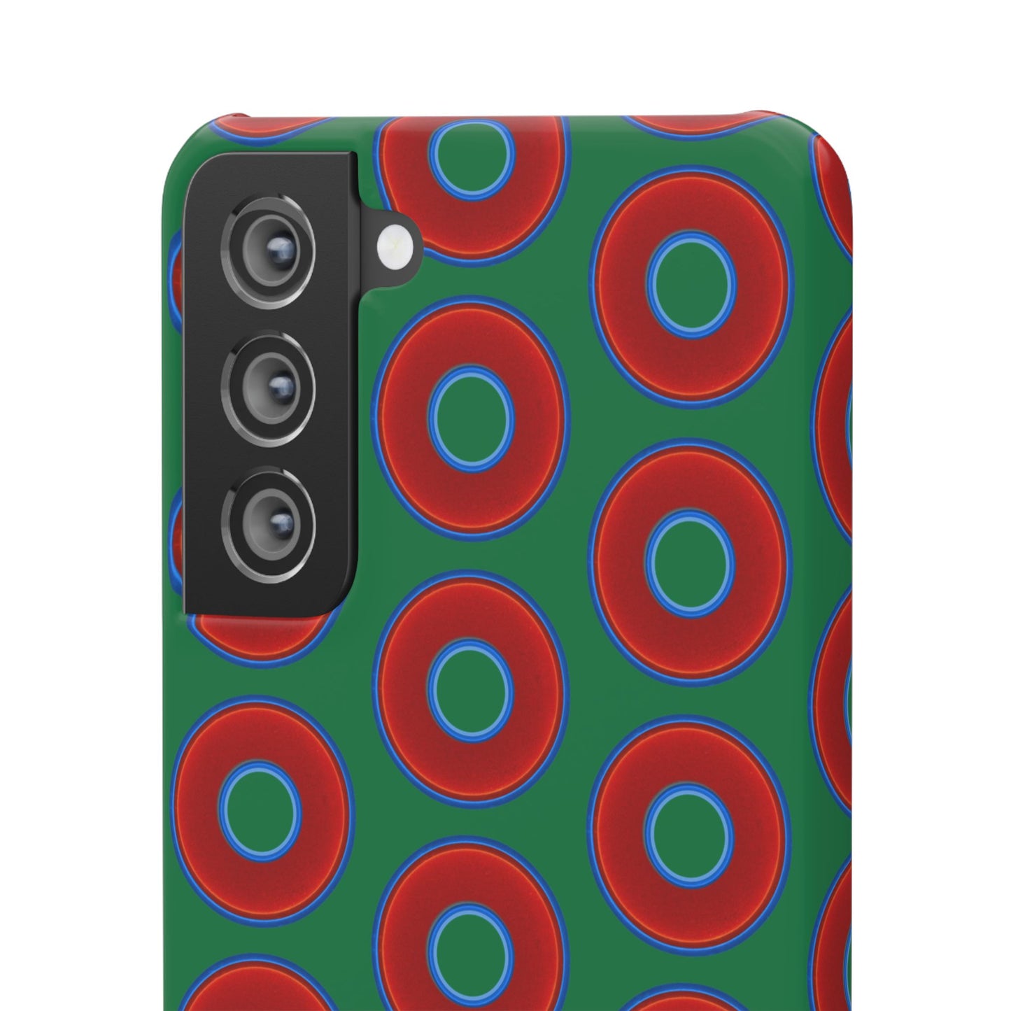 Lumpy Donut Snap Case - red vivid donut print w/green background