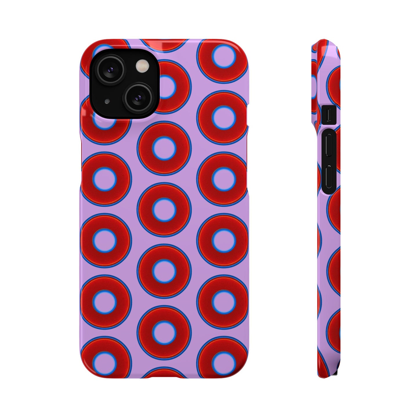 Lumpy Donut Snap Case - red vivid donut print w/wisteria purple background