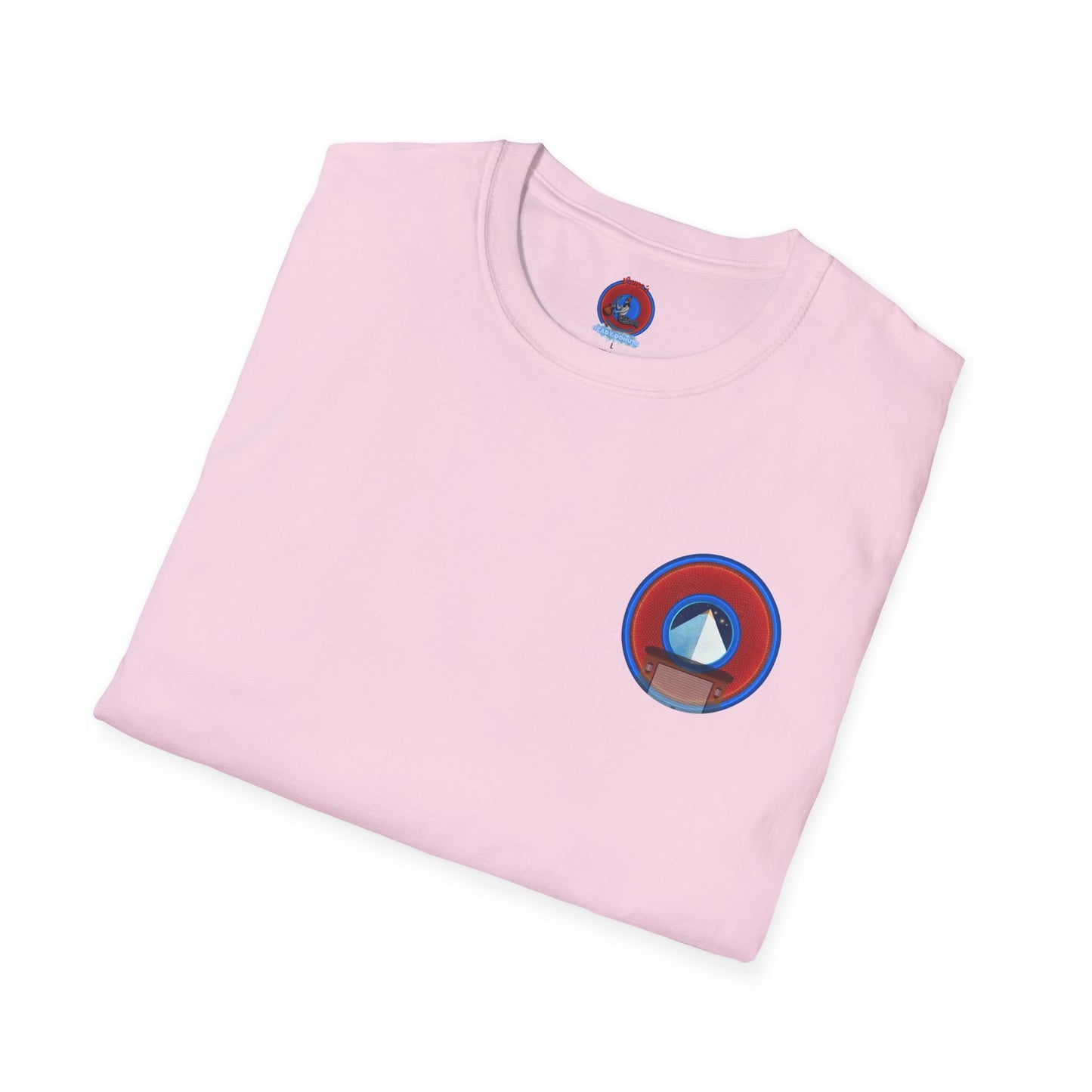 Classic Donut Tee - Unisex Soft-Style - "Limestone Donuts so Large" - variant 2 - red donuts w/garage