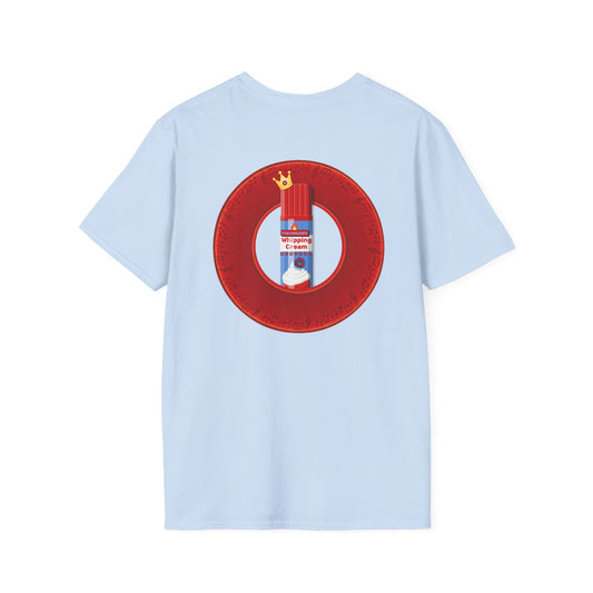 Classic Donut Tee - Unisex Soft-Style - "Princely Wooked Cream in a Can - YEMSG Donut " - vivid red donut