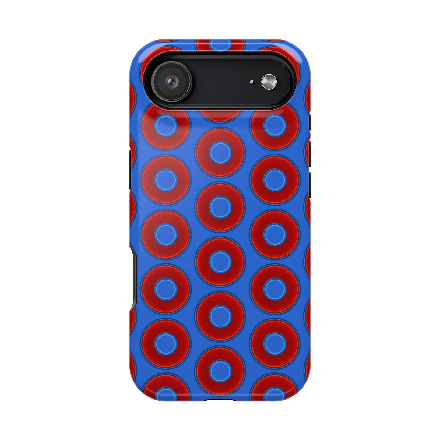 Magnetic Tough Donut Case - red vivid donut print w/medium royal blue background