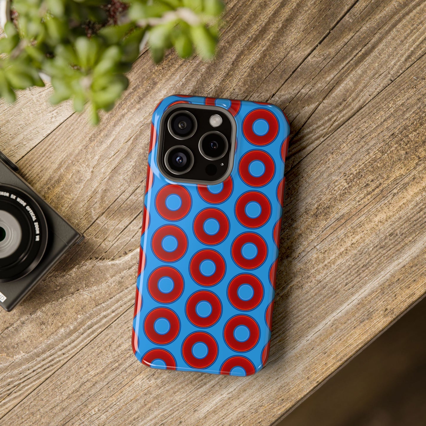 Magnetic Tough Donut Case - red vivid donut print w/sky royal blue background